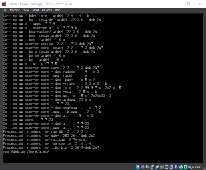 Running 'apt install xorg'